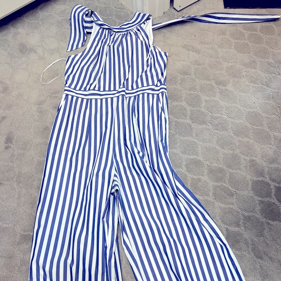Blue & White stripe jumpsuit - Picture 2 of 5